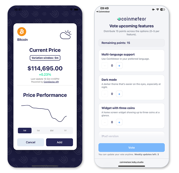 Coinmeteor more screens